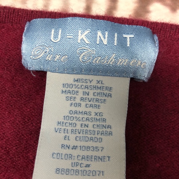 U KNIT Juniors PURE CASHMERE Fushia Sweater - Picture 4 of 7